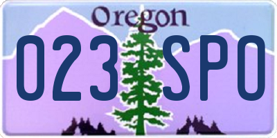 OR license plate 023SPO