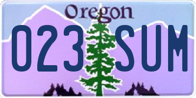 OR license plate 023SUM
