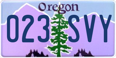 OR license plate 023SVY