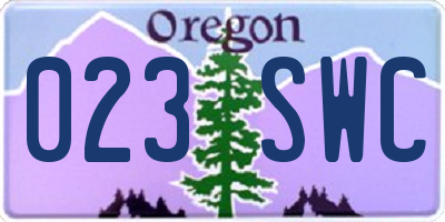 OR license plate 023SWC