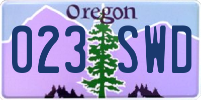 OR license plate 023SWD