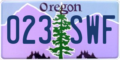 OR license plate 023SWF