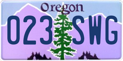 OR license plate 023SWG