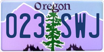 OR license plate 023SWJ