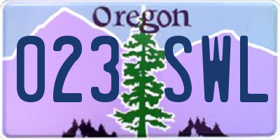 OR license plate 023SWL