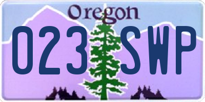 OR license plate 023SWP