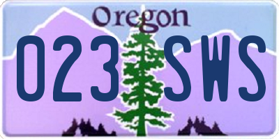 OR license plate 023SWS