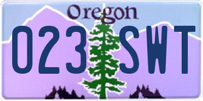 OR license plate 023SWT