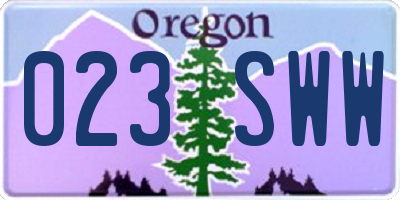 OR license plate 023SWW