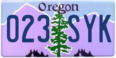 OR license plate 023SYK