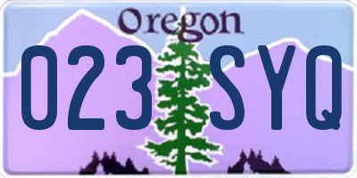 OR license plate 023SYQ