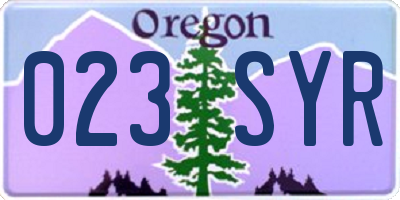 OR license plate 023SYR