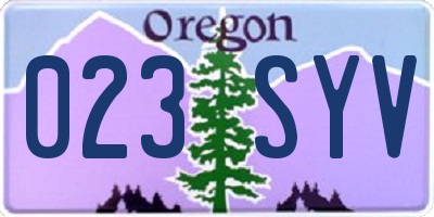 OR license plate 023SYV