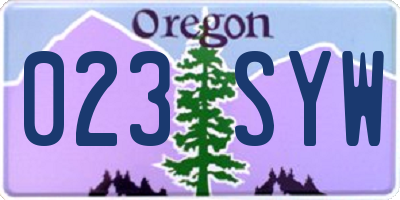 OR license plate 023SYW
