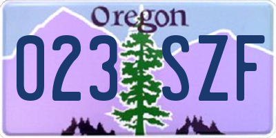 OR license plate 023SZF