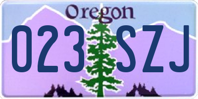 OR license plate 023SZJ