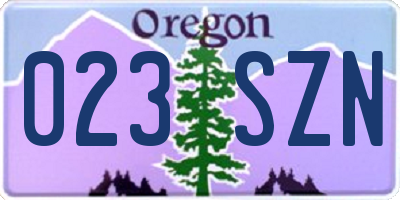 OR license plate 023SZN