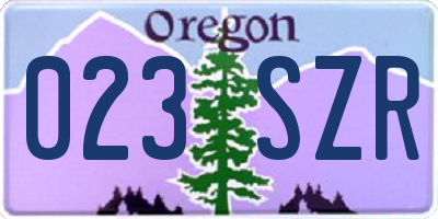 OR license plate 023SZR