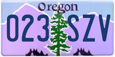 OR license plate 023SZV