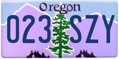 OR license plate 023SZY
