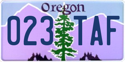 OR license plate 023TAF