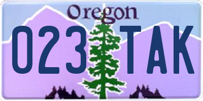 OR license plate 023TAK