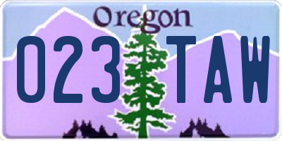 OR license plate 023TAW