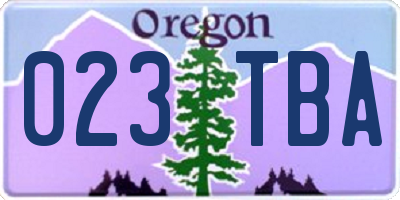 OR license plate 023TBA