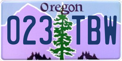 OR license plate 023TBW