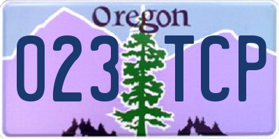 OR license plate 023TCP