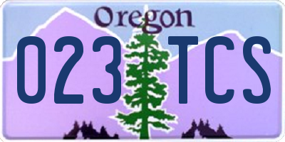 OR license plate 023TCS