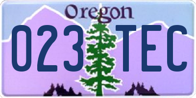 OR license plate 023TEC