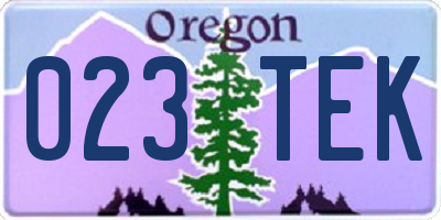 OR license plate 023TEK