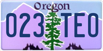 OR license plate 023TEO