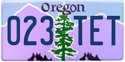 OR license plate 023TET