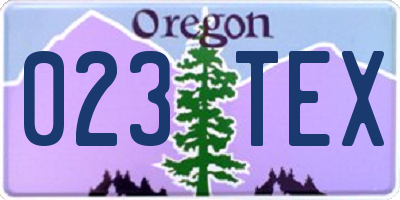 OR license plate 023TEX