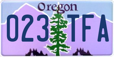 OR license plate 023TFA