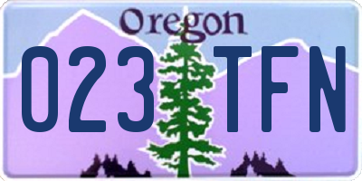 OR license plate 023TFN