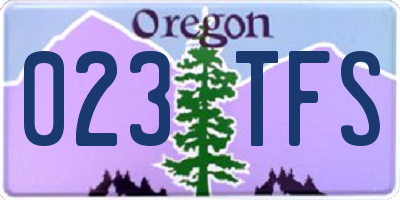 OR license plate 023TFS