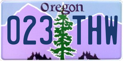 OR license plate 023THW