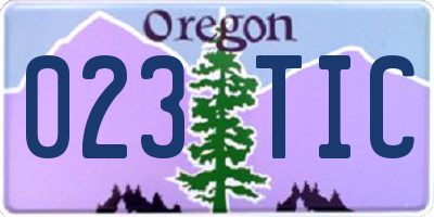 OR license plate 023TIC