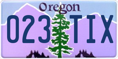 OR license plate 023TIX