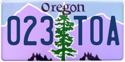 OR license plate 023TOA