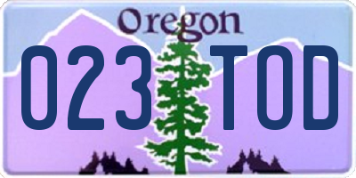OR license plate 023TOD