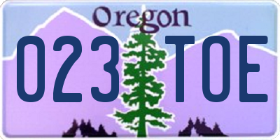 OR license plate 023TOE