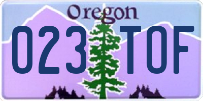 OR license plate 023TOF