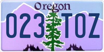 OR license plate 023TOZ