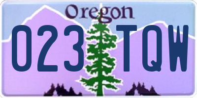 OR license plate 023TQW