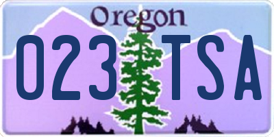 OR license plate 023TSA