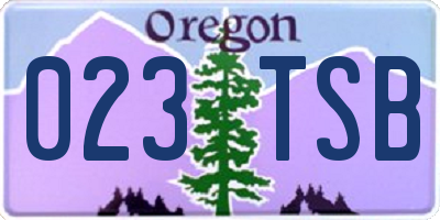 OR license plate 023TSB